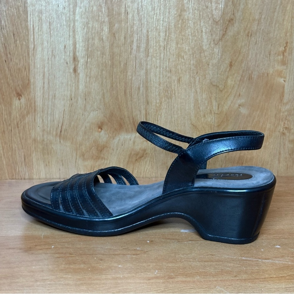Black Women's Leather Slingback Sandal - Picture 2 of 8